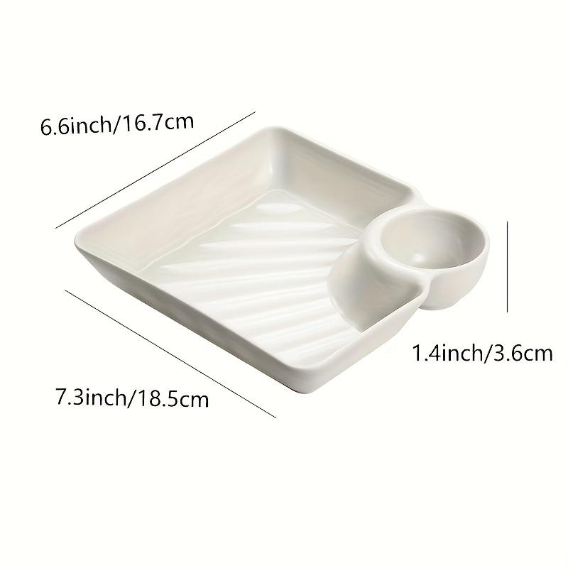 White Plastic Serving Tray Compatible for Sushi,Appetizers & Party Platters-Heavy-Duty Rectangular Snack Plate with Nigiri & Sections for Restaurants