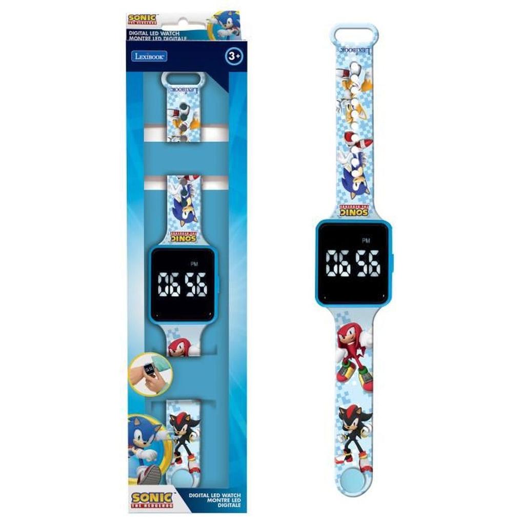 Lexibook - Sonic - Montre LED - Bracelet ajustable - Affichage 12h ou 24h - Des 6 ans