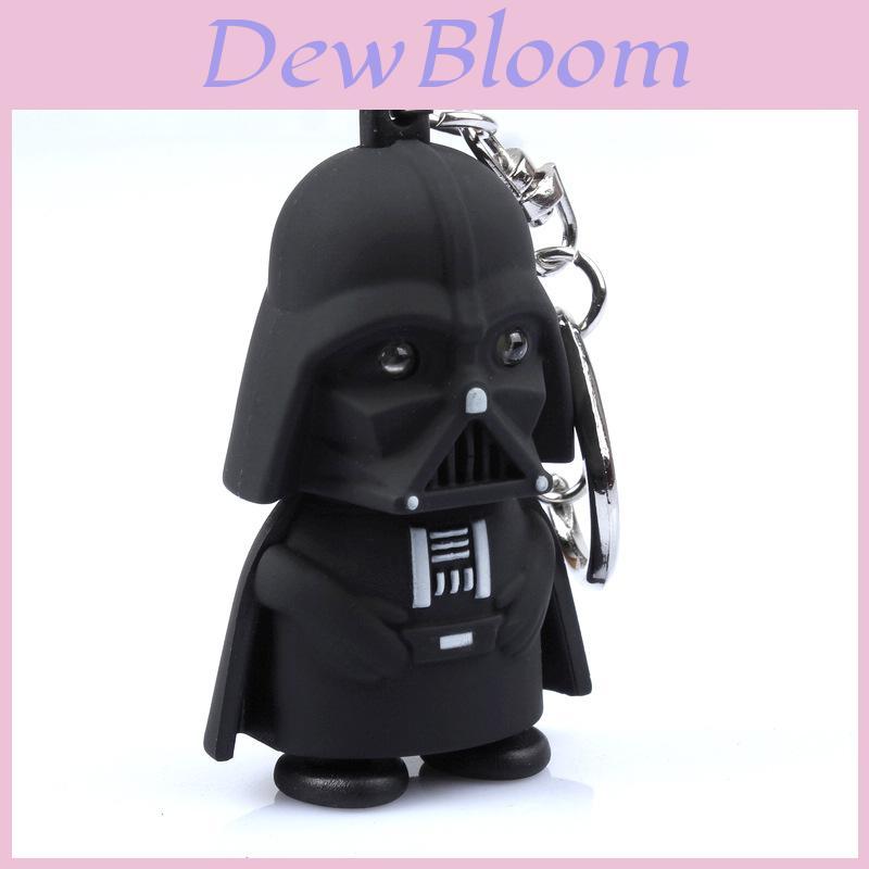 Cute Cartoon Black Warrior Led Light Sound Keychain Kids Flashlight Bag Pendant Accessory