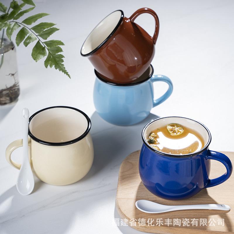 Fabrikware Keramiktasse Bauchige Tasse, Milchfrühstückstasse Kaffeetasse, Farbglasur kann bestimmt werden