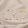 Elegant Womens Geometric Floral Zircon Bracelet Gold Plated Copper Adjustable Fashion Jewelry Daily Wear