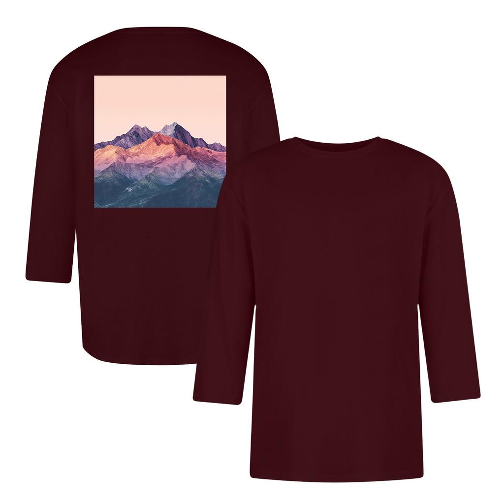 Men's casual and fashionable printed round-neck three-quarter sleeve top T-shirt