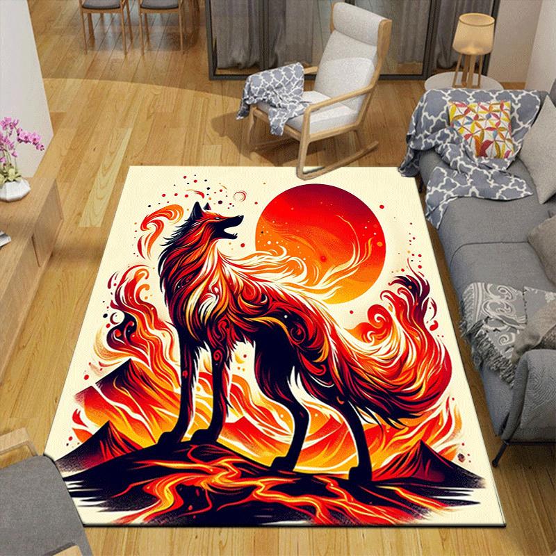 1pc Firefox Print, Design Indoor Area Rug, Soft, Anti-Slip, and Durable Gaming Room Decor for Bedroom, Living Room, and Exercise Rugs, Perfe