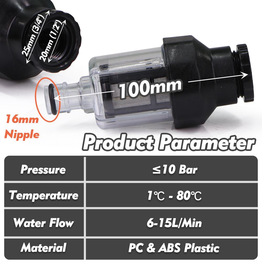 

80Mesh Car Wash Machine Prefilter with Quick Connector Garden Faucet Adapter Filter Impurities Reuse 316 Stainless Steel Screen 2pcs