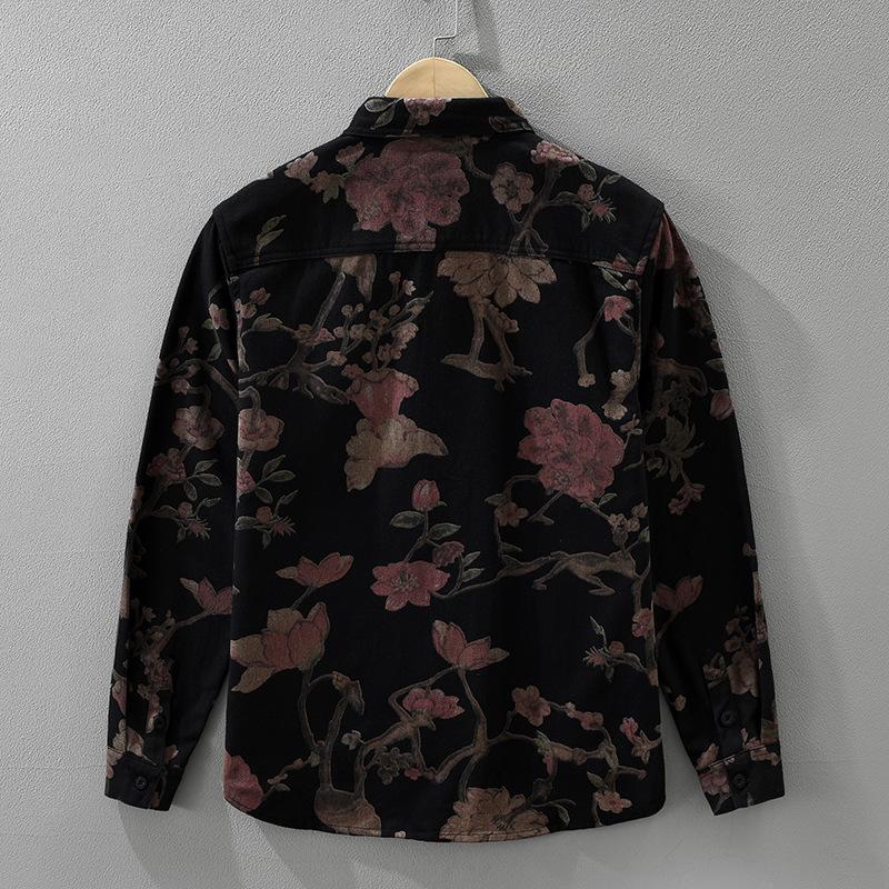 Japanese Fashion Men Long Sleeve Printed Shirts Spring and Summer New Men Tops Youth Streetwear