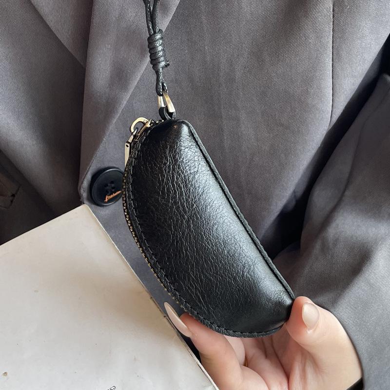 Genuine Cowhide Leather Drawstring Coin & Key Purse for Women