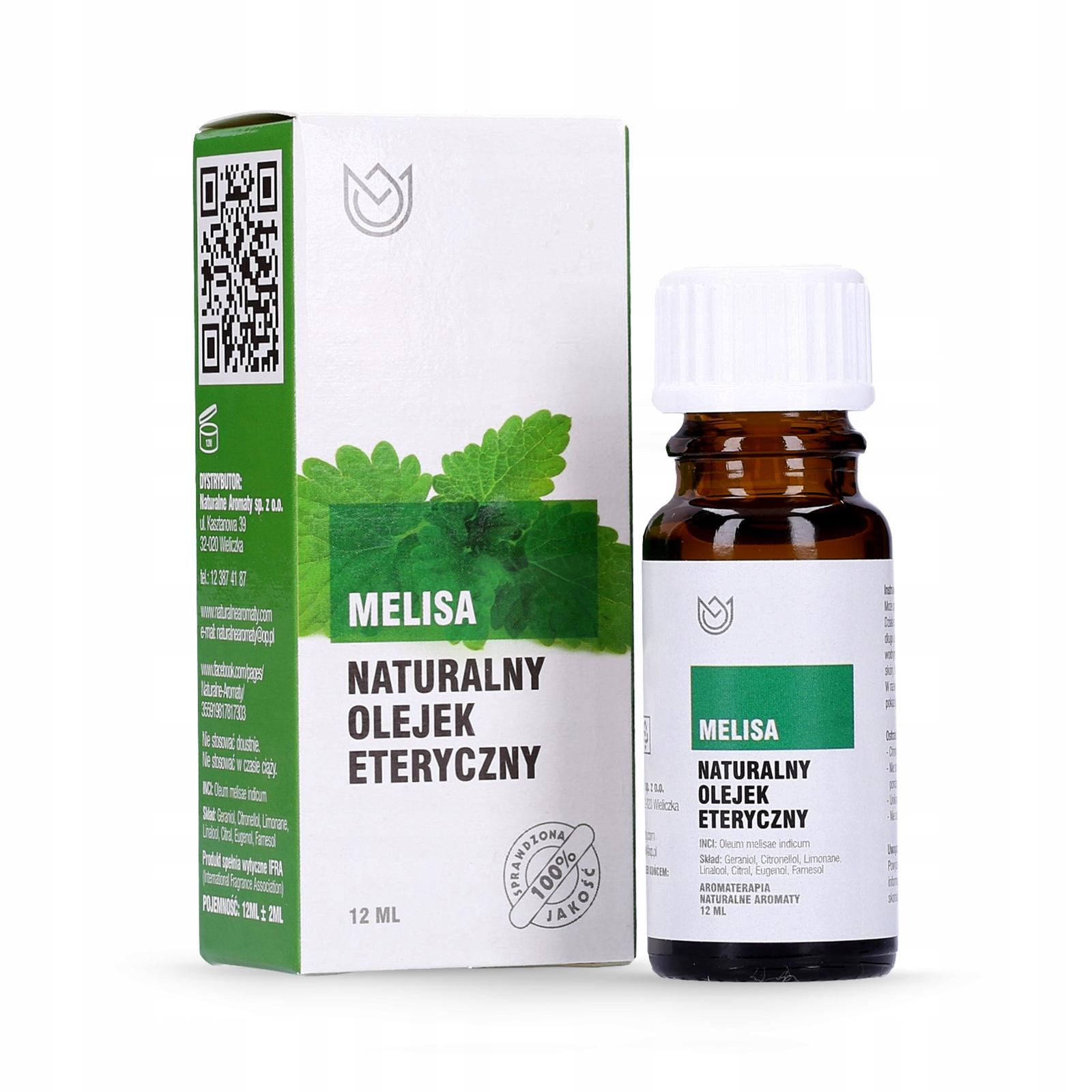 Olejek eteryczny MELISA 100% naturalny do aromaterapii i masażu NA 10 ml