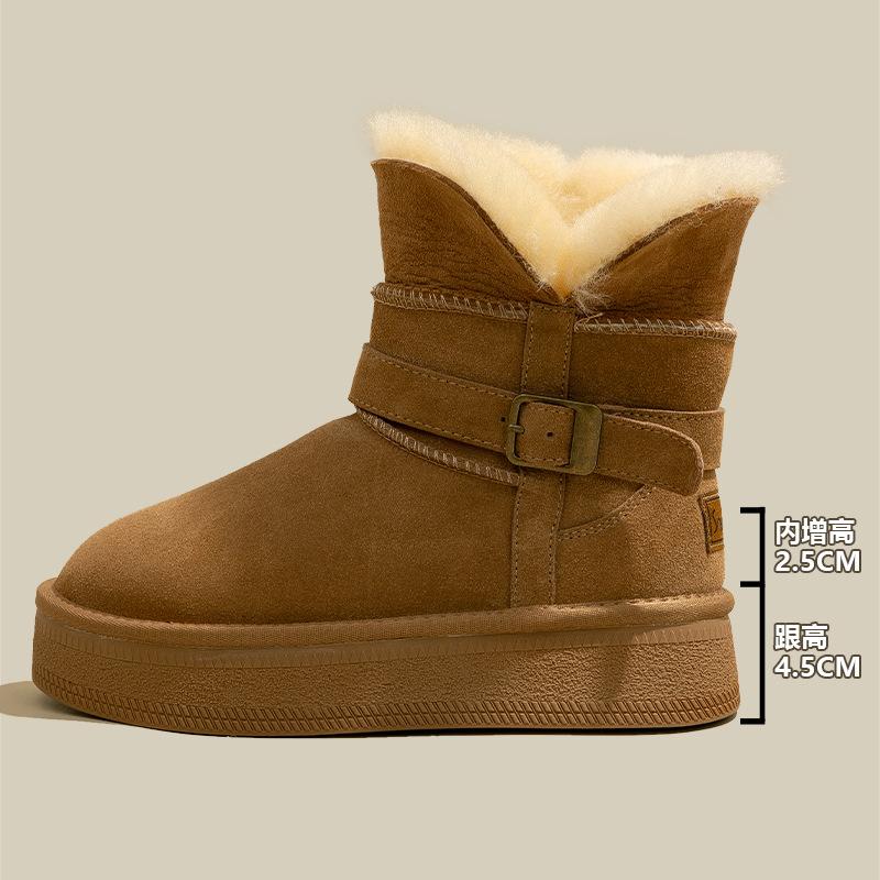 Yunfu Warm Flip Fleece Thick-soled Medium Tube Snow Boots Women's 2025 Winter New Mao Mao Thickened Northeast Cotton Shoes