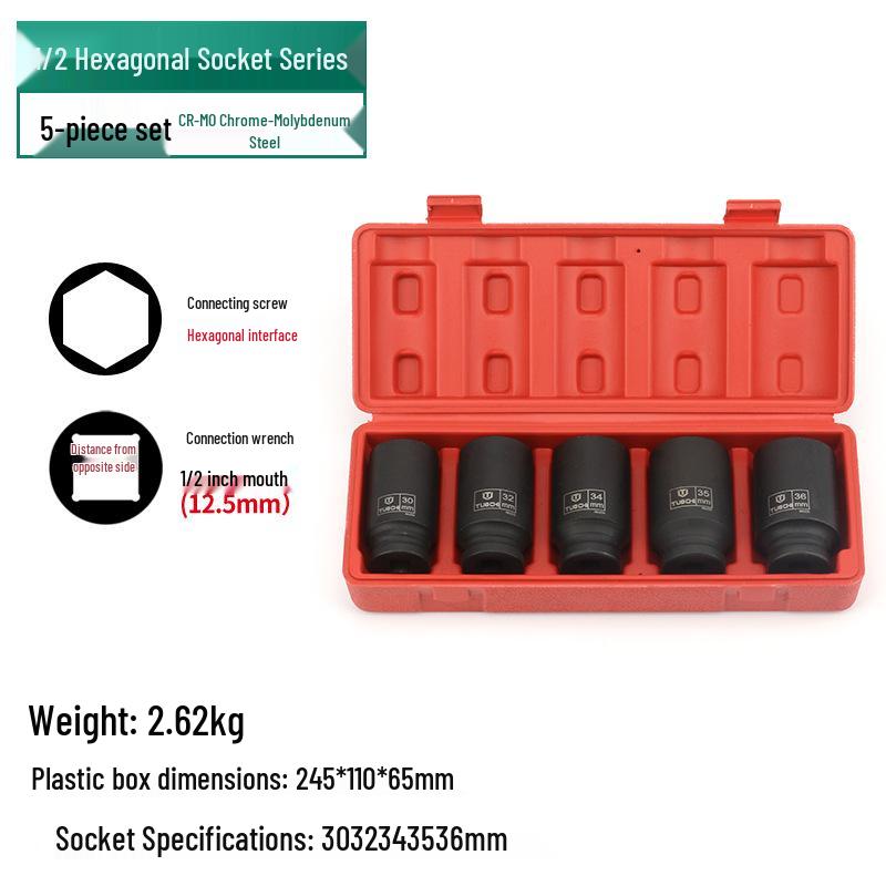 Heavy Duty 1/2" Electric & Pneumatic Hex/Torx Socket Set for Extended Wind Gun & Wrench