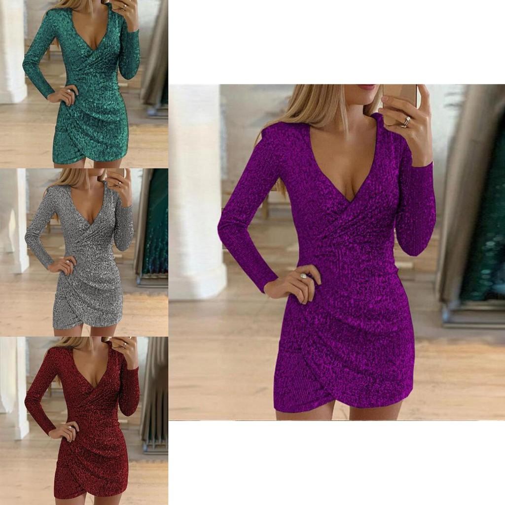 Elegantes Damen Pailletten Weihnachts Bodycon Kleid für Abendpartys und Veranstaltungen