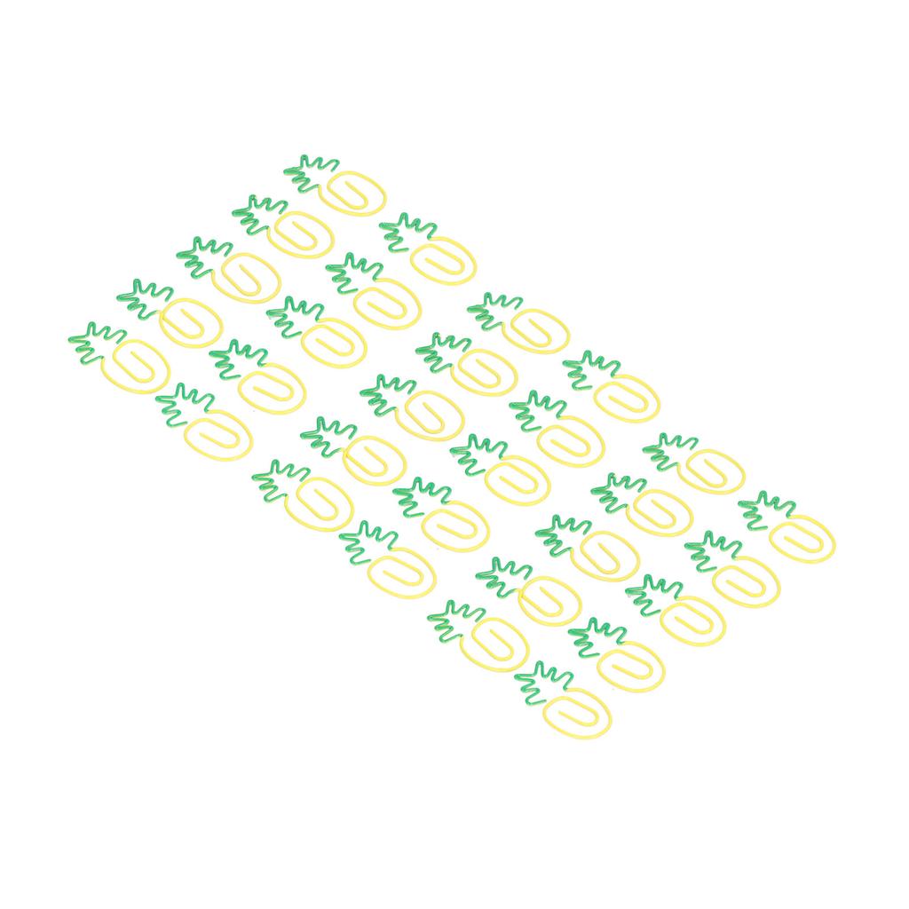 100pcs Metallic Paper Clips Green Yellow Ananas Shape Electroplating Process Antislip Fruit Paper