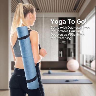 Workout Gym Mat Anti Slip Premium Mat TPE Material 6mm Yoga Mat with Guide Align and Carry Strap for Men and Women(183cm*61cm*0.6cm)