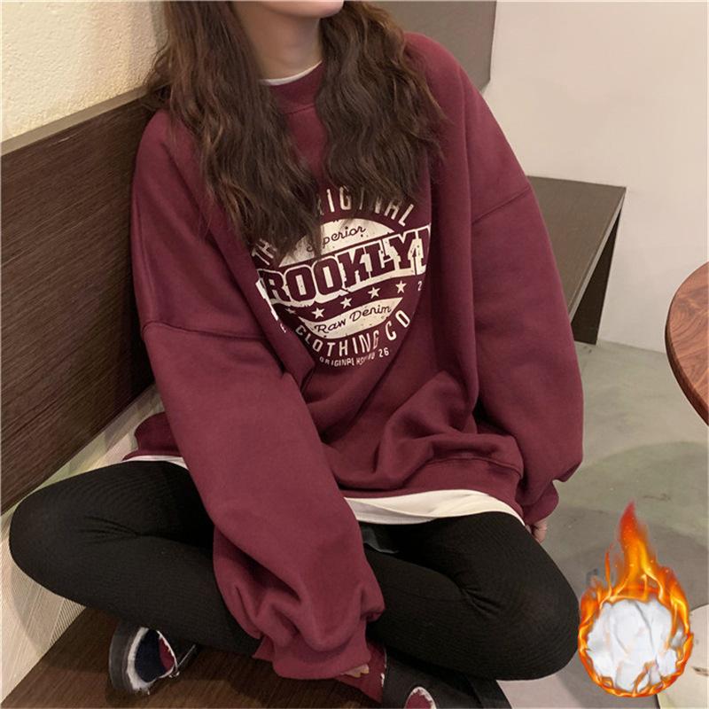 Padded Sweater Women Winter Hatless Jacket Ins Harajuku Wind Loose Student Tops Couples Wear Casual T-shirt Fashion Retro Versatile Sweatshirt