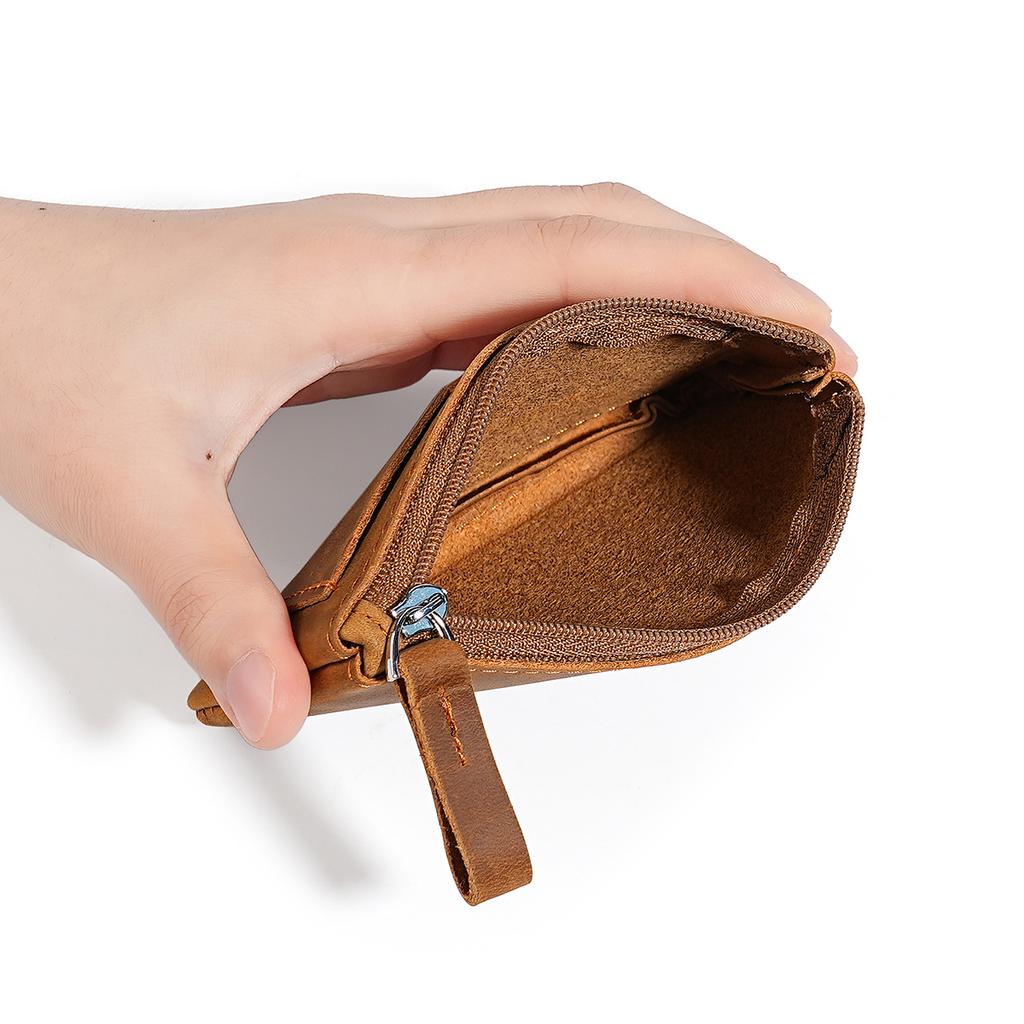 Genuine Leather Zipper Coin Purse for Men Credit Card Holder Mens Coin Purses Cash Change Wallet Car Smart Holder Money Pouch