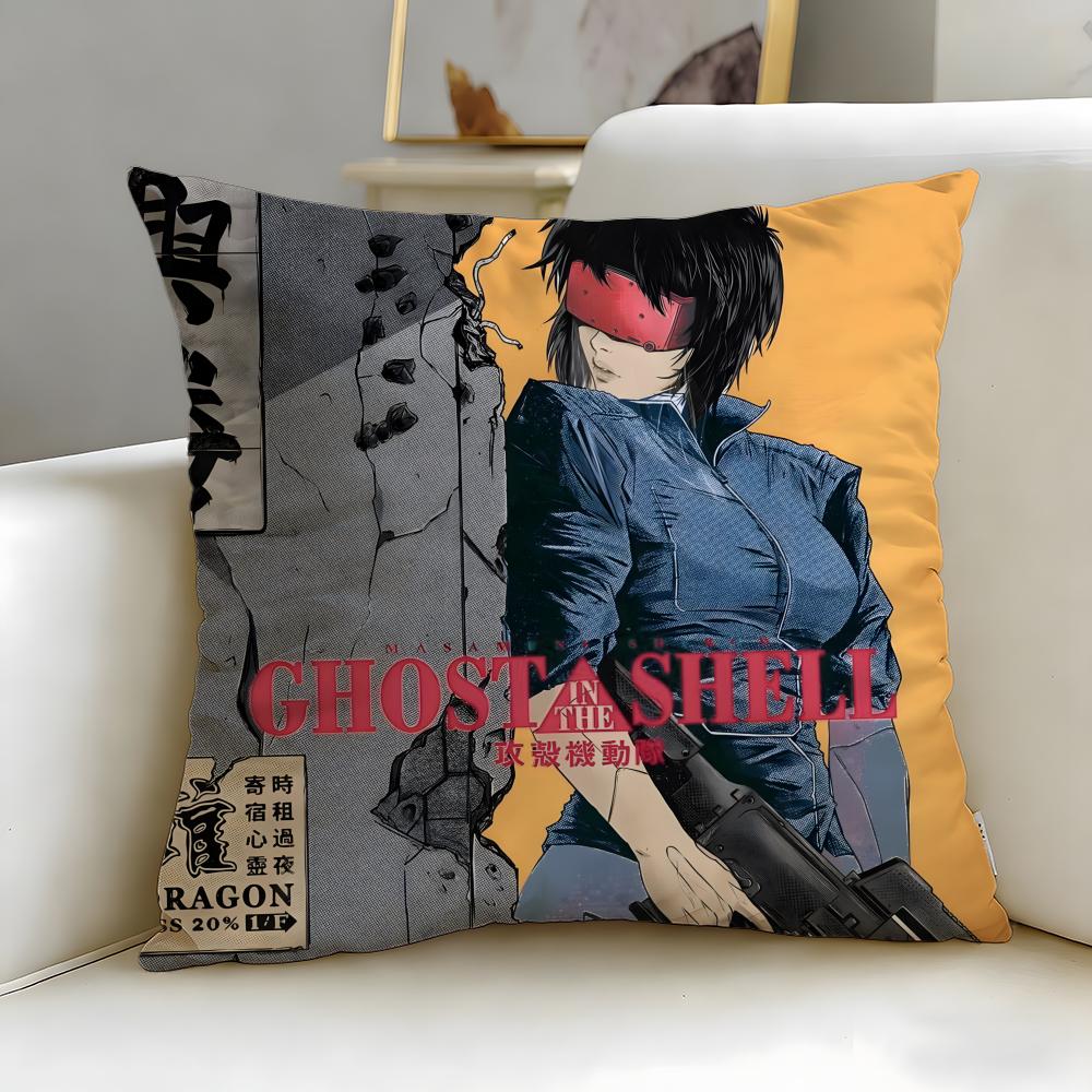 classic anime Ghost in the Shell Cushion Cover Soft & Easy-Wash Pillow Case – Versatile for Couch, Bed, Travel and Office