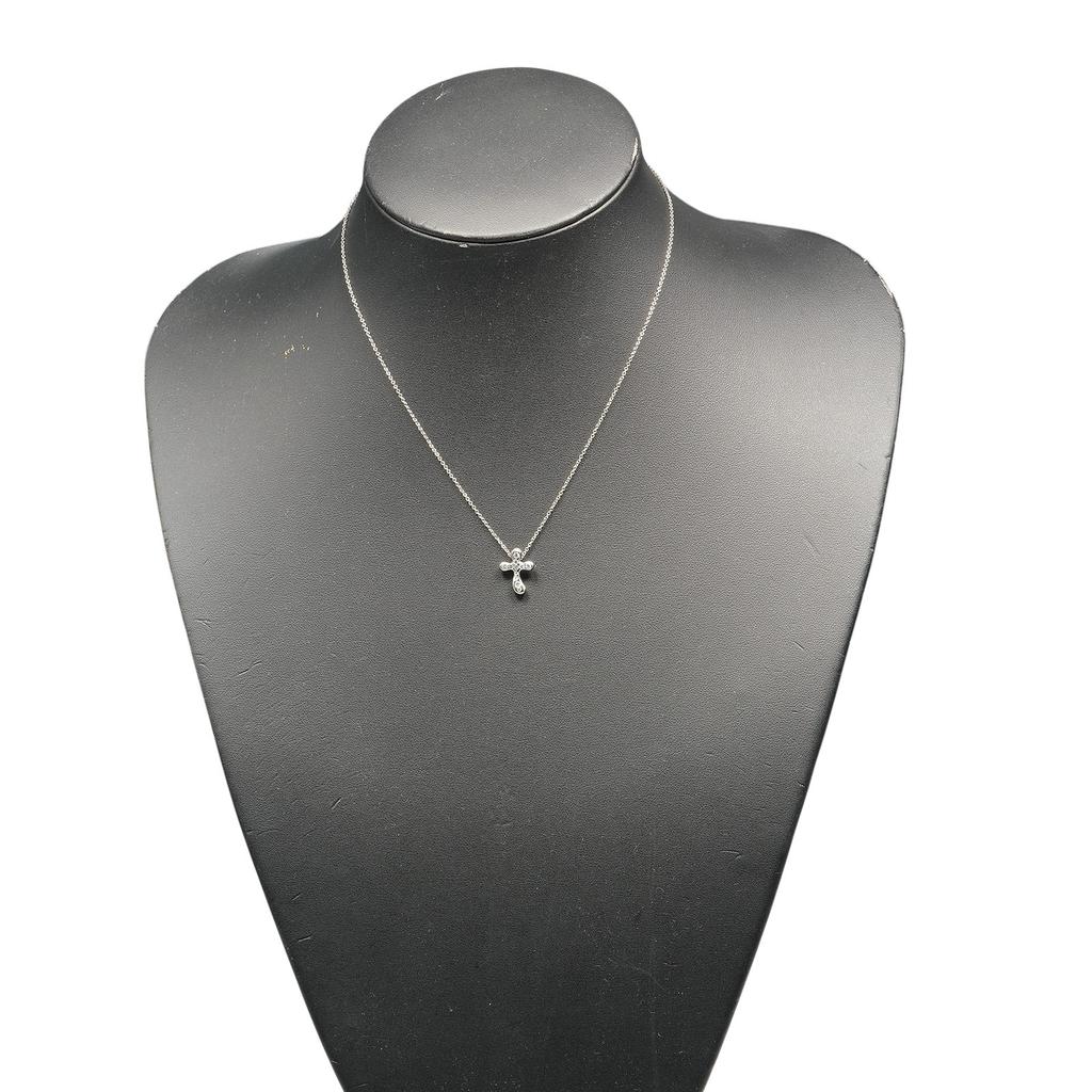 TIFFANY&Co. Dots Cross Necklace Pt950Platinum/diamond 4.1g Women Used