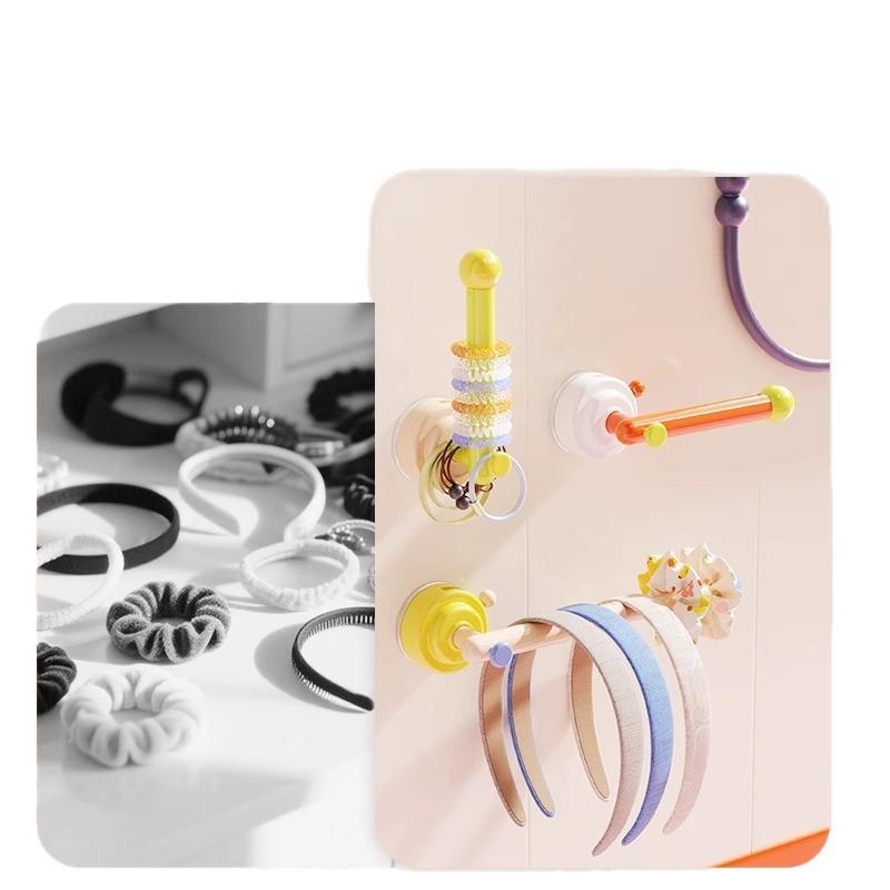 Suction Cup Hook Non-drilling L-shaped Hair Band Storage Rack Bathroom Movable Towel and Hair Band Storage Rack