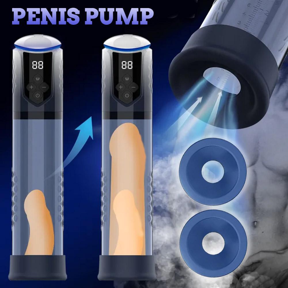 Waterproof Electric Penis Enlargement Pump Man Vacuum Pump Penis Enlargement Extension Pump 5 Levels of Suction 2 Silicone Sleeves Male Masturbator