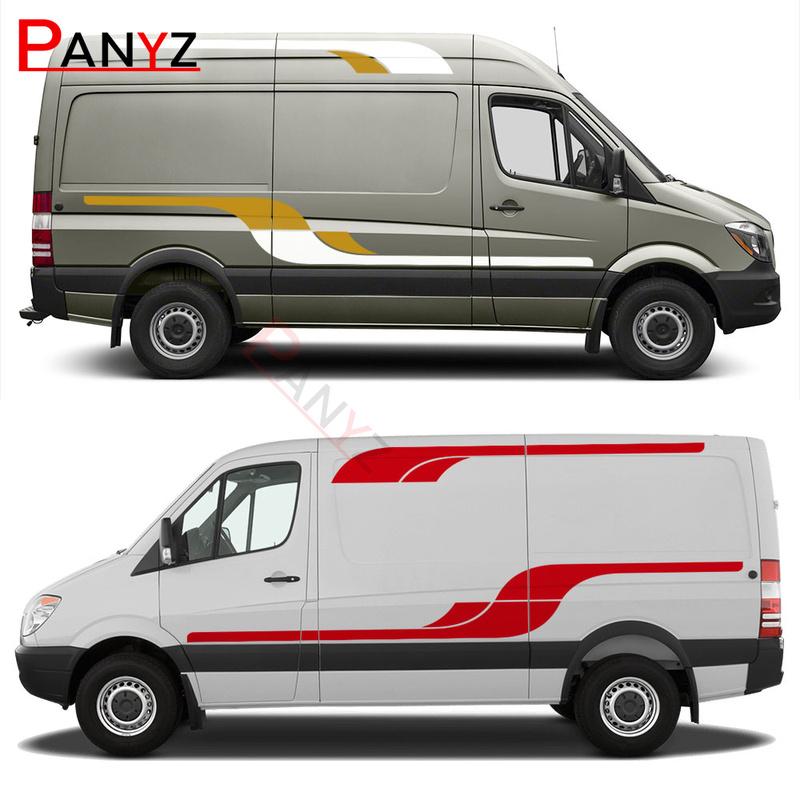 6Pcs/Lot Car Body Stickers Motorhome Stripes DIY Graphics Sport Vinyl Decals For Mercedes Benz Sprinter Decor Accessories