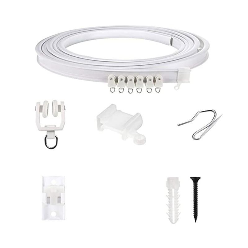 5 Meter Ceiling Curtain Track Kits with Rollers Hook and Brackets Flexible Bendable Rails Accessories for Home Decors