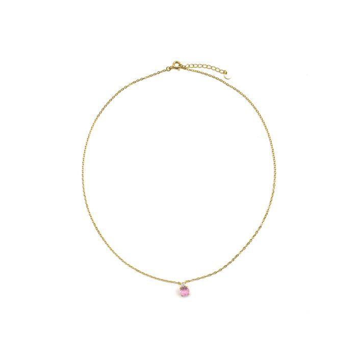 Collier Luxenter en argent 925 et quartz hydrothermal kunzite avec finition en or 18k - Akma