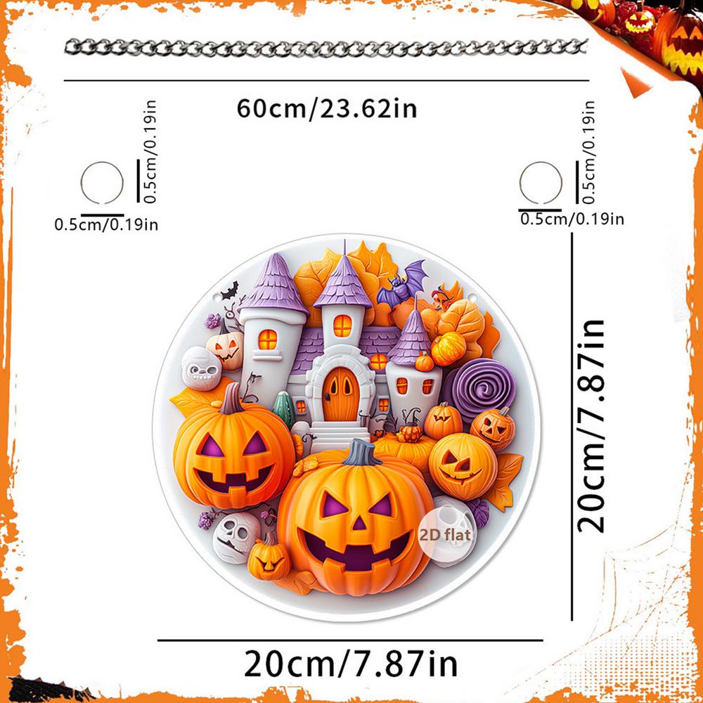 Halloween Door Sign Scary 2D Flat Acrylic Round Sign Decoration Gothic Festive Ornament Hangable Scene Props for Bedroom Porch