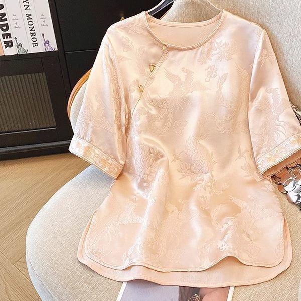 

Жаккардовая футболка с коротким рукавом, летняя новинка, футболка, высококачественный роскошный топ M (under 50kg recommended) розовый