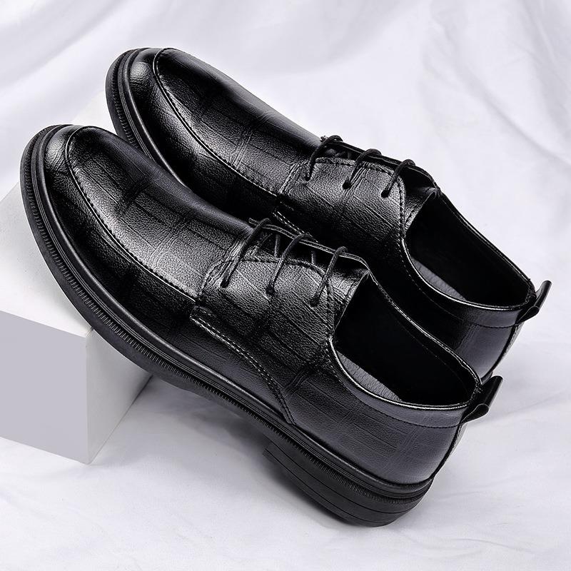 New Men's Genuine Cowhide Leather Lace-Up Brogue Shoes, Soft Casual Classic Stylish Leather Shoes for Men