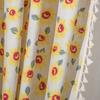 Sunflower Print Fringed Cotton Linen Curtains Semi-blackout Drape Fabric Rod Pocket Home Bedroom Living Room Valance
