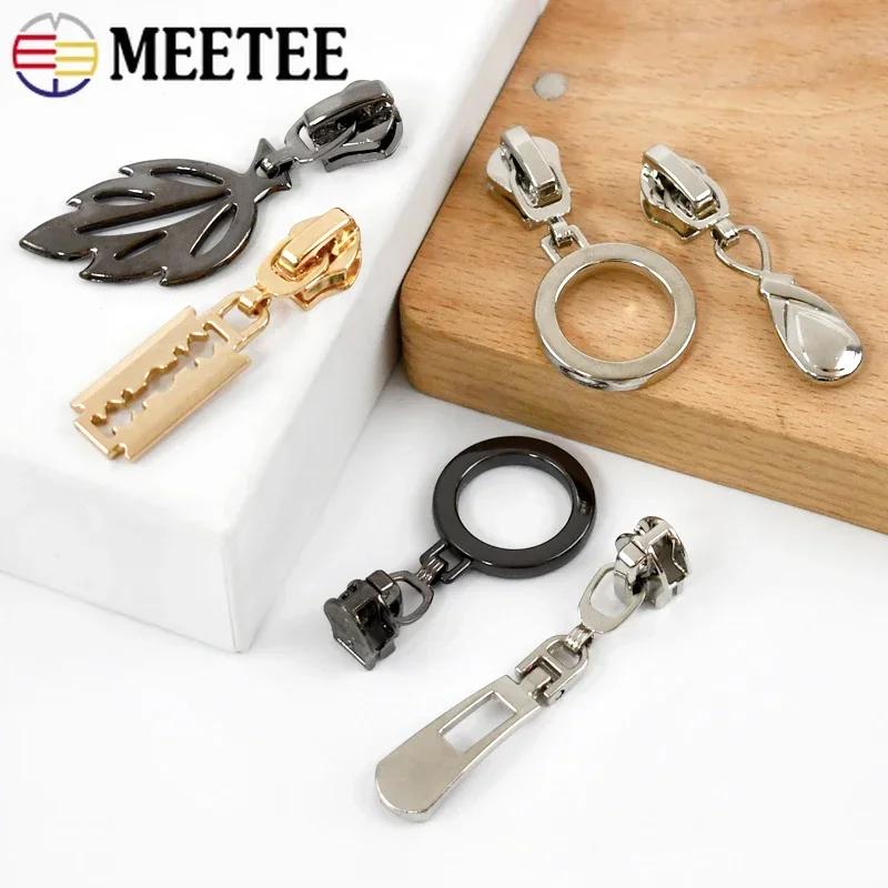 5/10Pcs Meetee 5# Zipper Sliders for Metal Nylon Resin Zips Clothes Bag Zippers Pull Head Repair Kit Garment Sewing Accessories