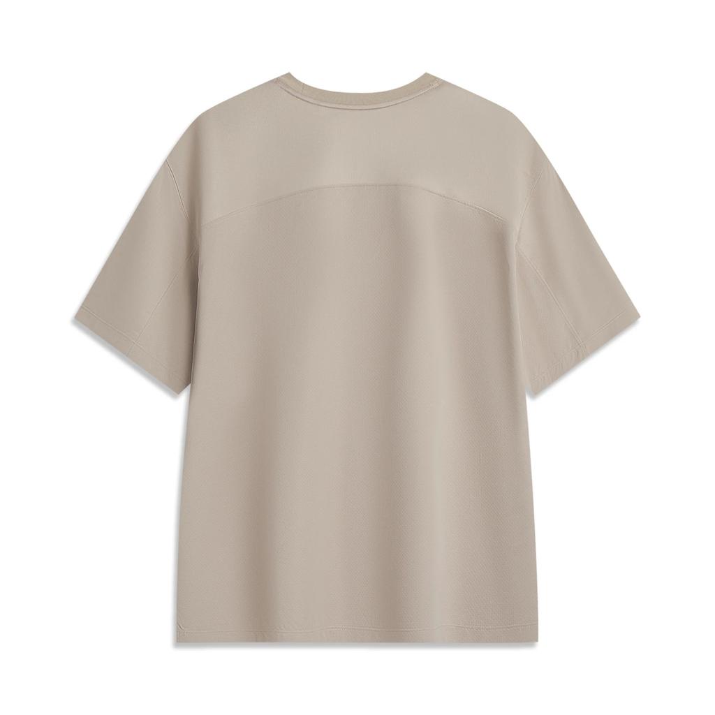Li Ning T Shirts Men's Goat Gray Crew Neck Moderate Straight Fit AHSV813-7