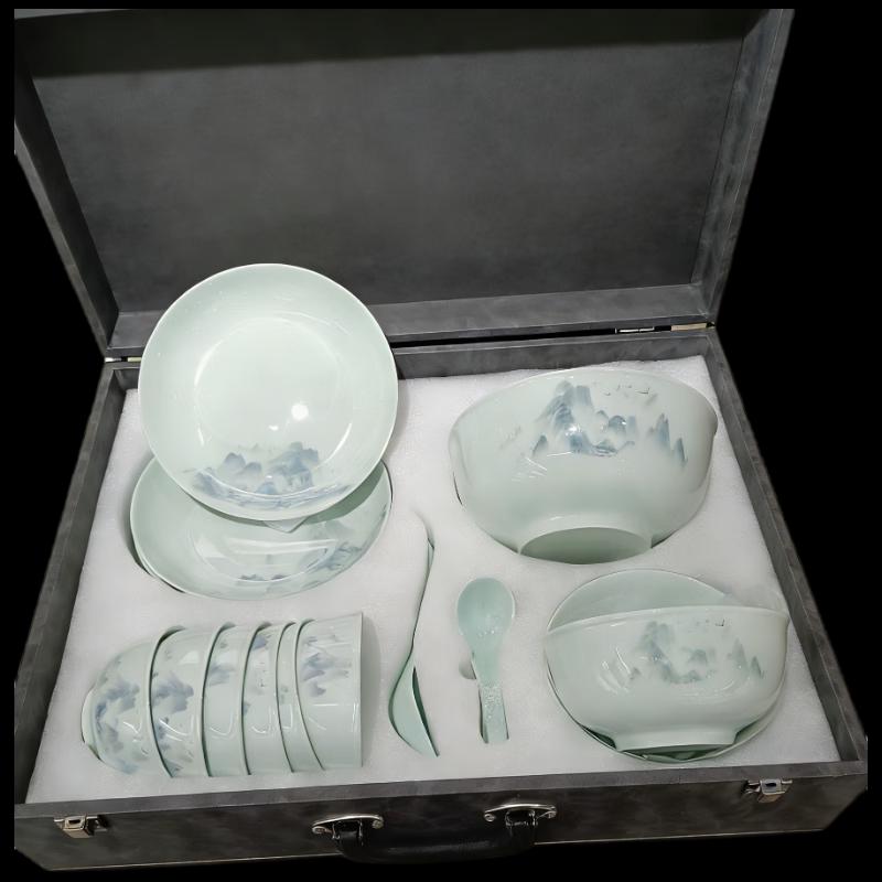 22-Piece Celadon Landscape Dinnerware Gift Set