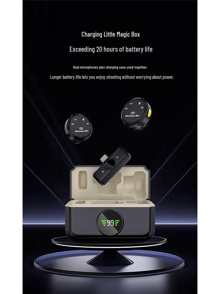 Q8 Wireless Lavalier Microphone with Charging Case | Mobile Live Streaming, Noise Reduction, Monitoring Earphone