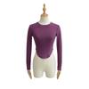 Women's Pilates Crew Neck Long Sleeve Yoga Top - Curved Hem, Spring/Summer Style