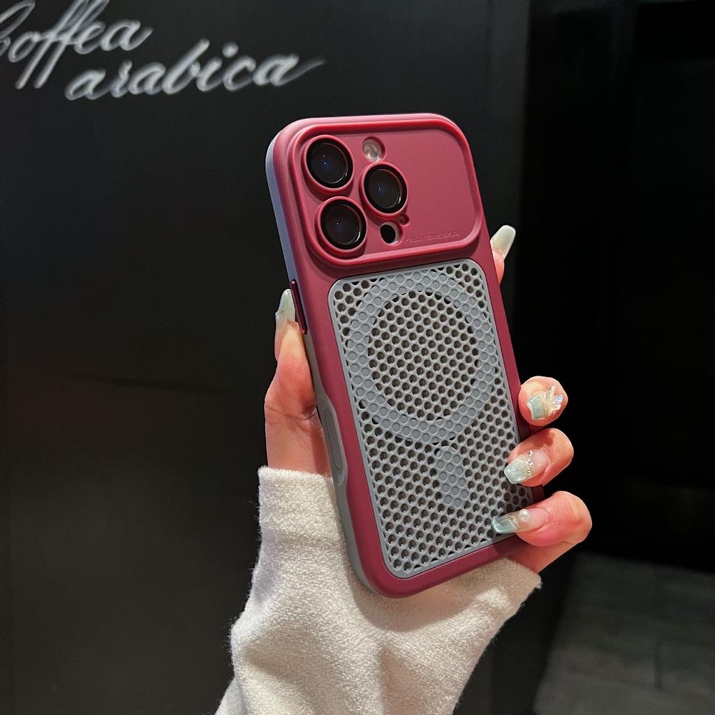 Applicable to Apple 17PROMAX skin feeling honeycomb mesh magnetic mobile phone case iPhone16 all-inclusive hard protective case 15