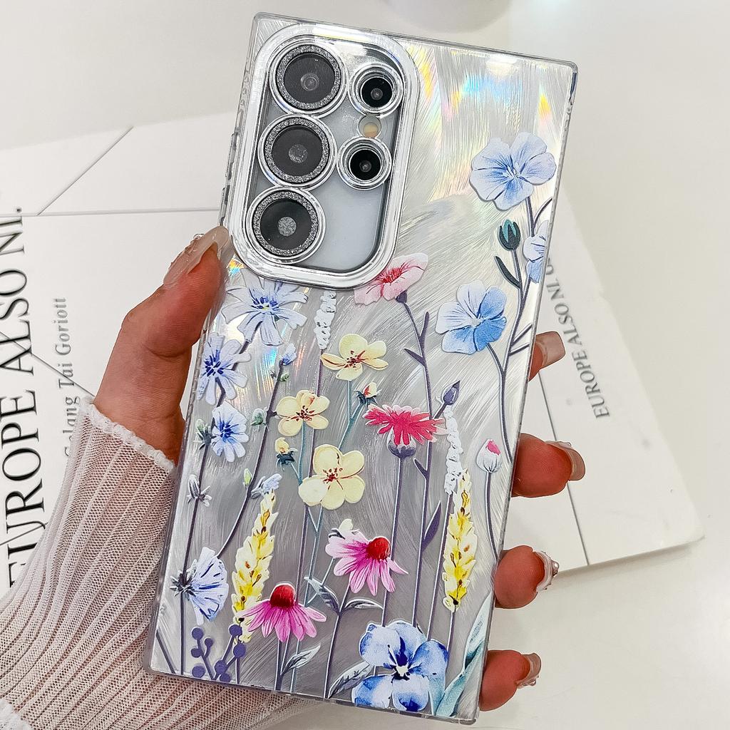 Samsung S25 Ultra Mobile Phone Case Flower Lens Film S24 All Inclusive New A56 Bracelet Protective Case