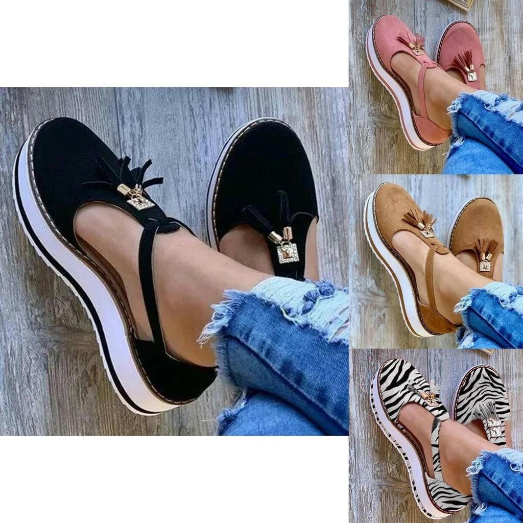 Elegant Women Tassel Round Toe Shoes Casual Flats With T-strap Gladiator Design