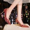 Fashion Women High Heel Shoes Elegant Fashion Pointed Tip Fine High Heels Womens Water Diamond Banquet Party Wedding Shoes Zapatos Mujer