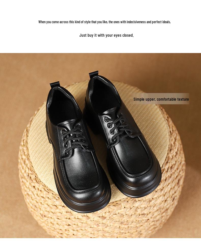 Damen 2025 Frühling Britischer Stil Dicksohlige Lackleder Plateau-Loafer, Höhenverstärkende Vielseitige Schnürschuhe