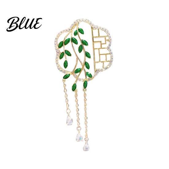 Brooch Pin Chinese-Style Salix Leaf Round Fan Lapel Sweaters Collars