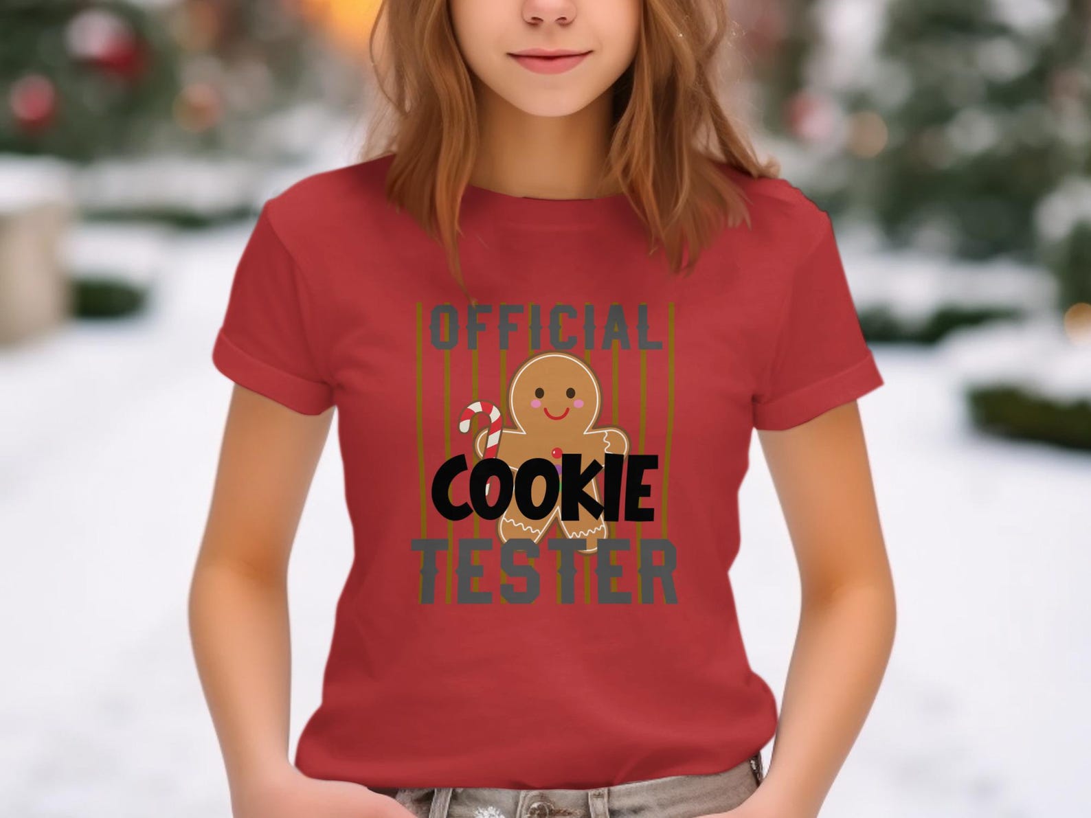 Official Cookie Tester Gingerbread Man Christmas T-Shirt, Youth Toddler Holiday Tee S