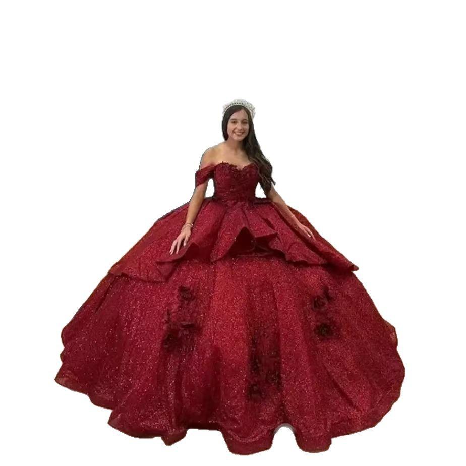 Vestito rosso monospalla da donna toast 1011 nuovo abito da sposa di alta gamma estate nobile di alta gamma