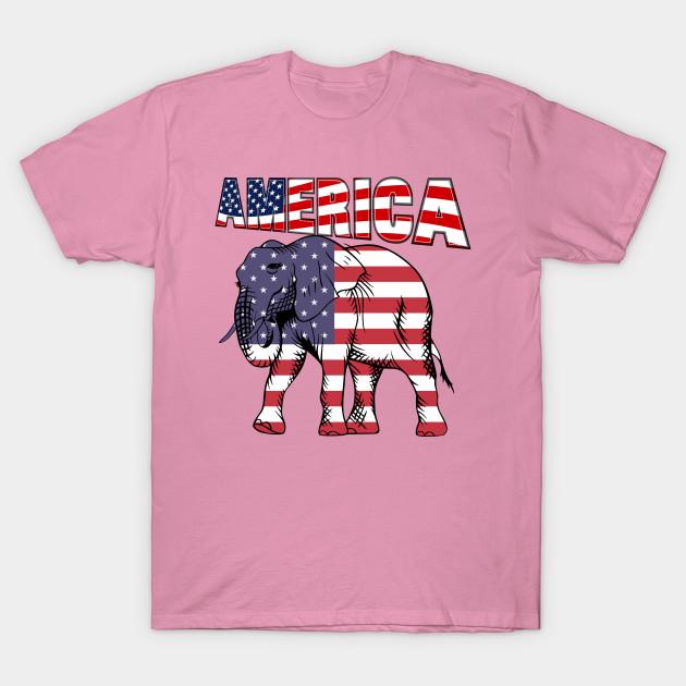 T Shirt Women Elephant Proud America Red White And Blue American Harajuku Print Kawaii Tshirt Summer Short Sleeve Female T-Shirt Top Tee
