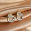 Trendy AAA Baguette Cubic Zirconia Clip On Earrings for Women Fashion Circle Without Piercing Earrings Bridal Wedding Accessorie
