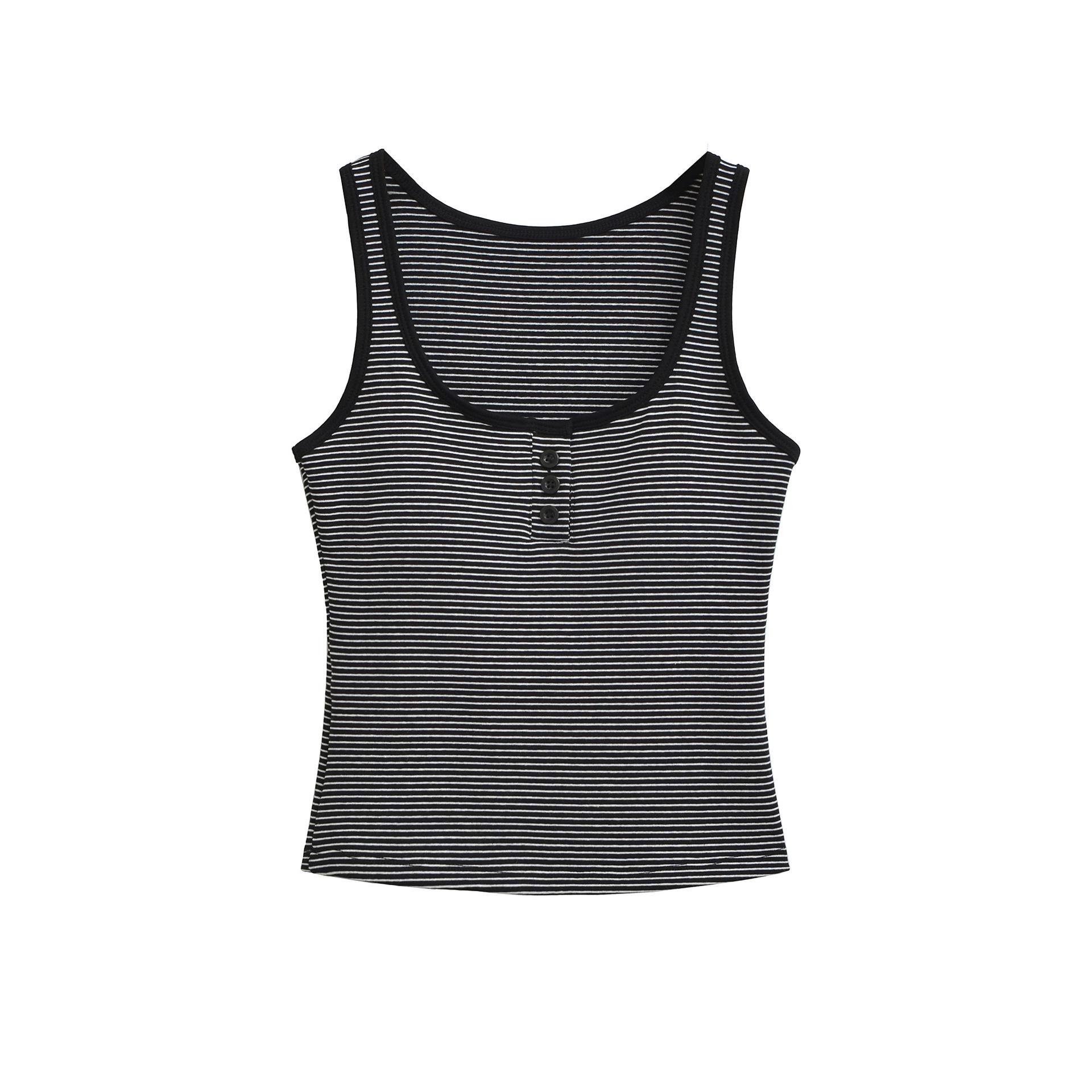 Women s 2026 Summer Slim-Fit Vest with Half-Open Placket - European & American Style Medium чёрный