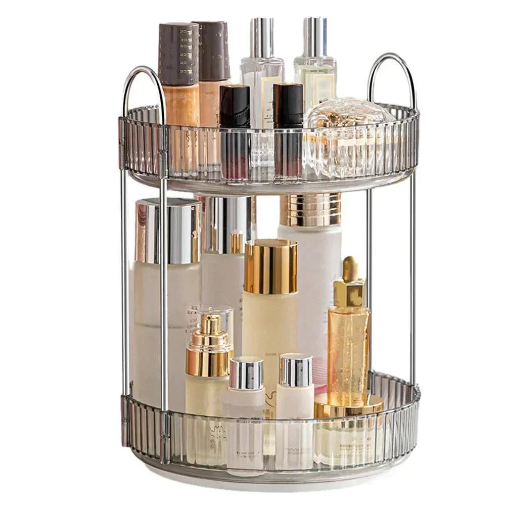 360° Rotatable Desktop Cosmetic Rack Bathroom Shelf Large-capacity Perfume Aromatherapy Skin Care Product Storage Rack Organizer