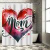 Watercolor Heart 'Mom' Waterproof Shower Curtain for Bathroom Decor, High-Quality Material and Easy to Clean