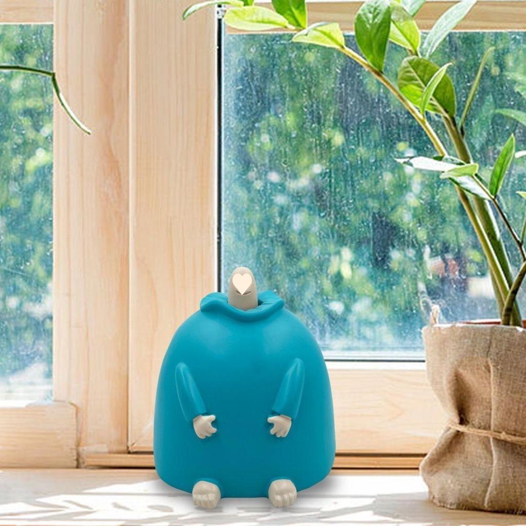 Smiling Blue Middle Finger Figurine - Small, Funny Desktop Toy for Friends, Birthday or Minimalist Decor