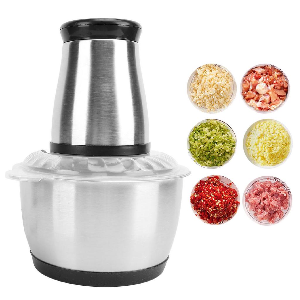 Lebensmittelzerkleinerer, elektrischer Fleischwolf mit 2 l Edelstahlschüssel, 200 W Kupfermotor für Küchenfleisch V