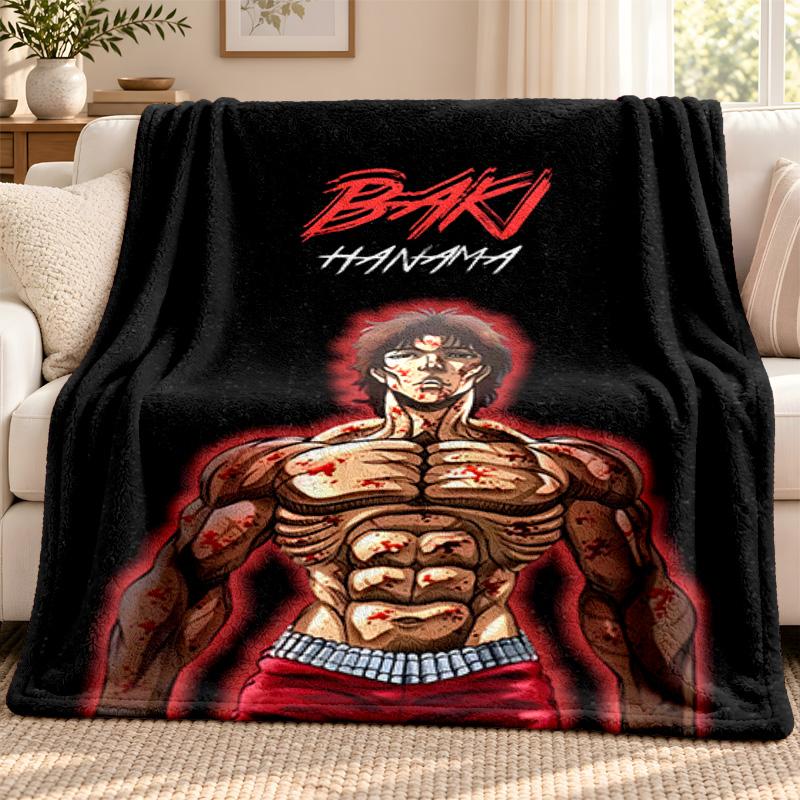Baki Hanma blanket Flannel Blanket Soft Cozy Plush Throw for Sofa Bed Lightweight Home Decoration Outdoor camping